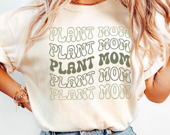 Comfort Colors* BOHO plant mom t-shirt, retro gardener mom t-shirt for women, gardener shirt, plant lover shirt, gardening lover green shirt