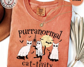 Comfort Colors* Halloween funny pun ghost cats shirt cat lover Halloween shirt spooky black cat shirt trendy cute ghost witchy Halloween tee