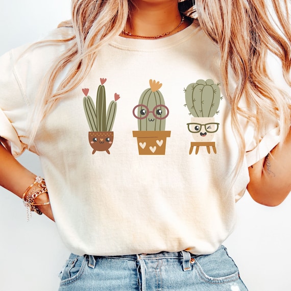 Comfort Colors* retro cactus t-shirt, botanical shirt, BOHO cactus Tee, nature lover shirt, green shirt, Cactus Lover Gift, Plant Lover Tee