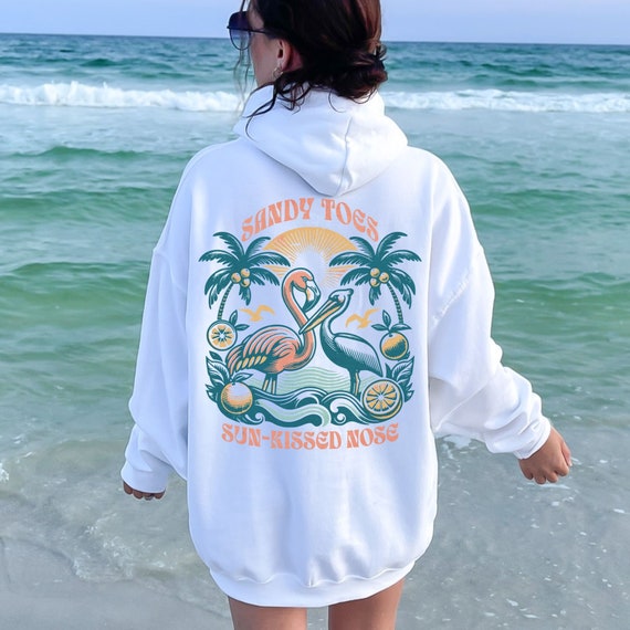 Sandy Toes Oversized Palm Trees Beach Hoodie Summer Beach