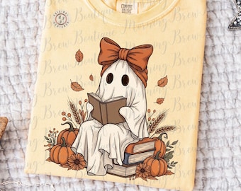 Herfstcoquette lezen spook png-ontwerp, spookpompoen png, rustiek halloweenspook png, pompoenseizoen, Cottagecore Autumn Ghost POD png
