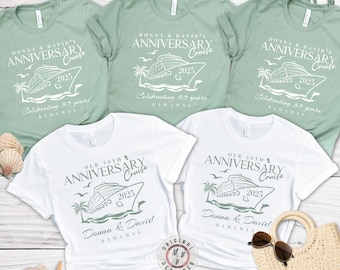 Personalized Anniversary matching family 2026 cruise shirts, custom name group vacation shirts, group matching family/couples cruise shirts