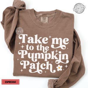 Comfort Colors* Take Me To The Pumpkin Patch Long Sleeve Shirt, Autumn Retro Top, Fall Harvest Shirt, Thanksgiving Pumpkin Patch, Fall Vibes