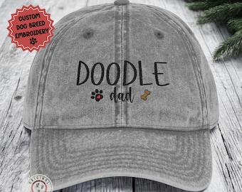 Casquette brodée vintage pour maman/papa de race de chien personnalisée, casquette de baseball personnalisée pour propriétaire de chien, chapeau pour propriétaire de chien, casquette pour animal de compagnie personnalisée cadeau pour propriétaires de chien