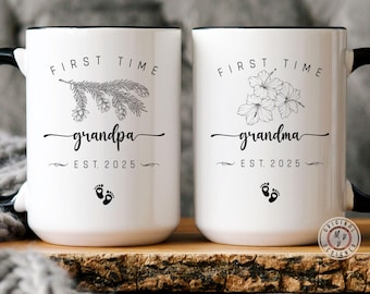 First time Grandma/Grandpa Mug EST 2025 Pregnancy Announcement Grandparents Mug First Time Grandpa Gift For New Grandma New Grandpa Mug