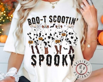 Boot scootin' spooky halloween Ghouls western Halloween shirt halloween best friends matching tops funny cowgirls halloween group shirts