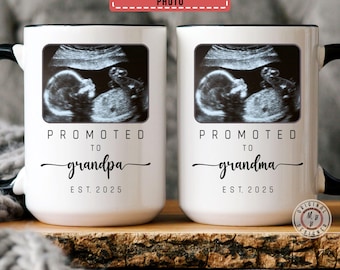 Promoted to Grandma/Grandpa Mug EST 2025 Pregnancy Announcement Grandparents Mug set First Time Grandpa Gift For New Grandma New Grandpa Mug