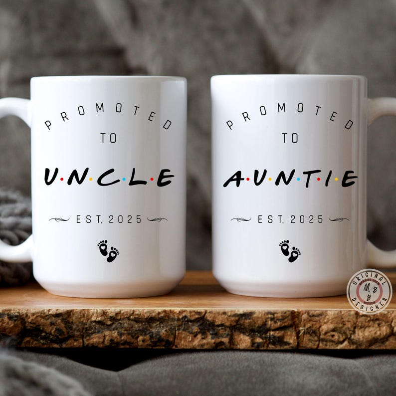 Promoted to Auntie/uncle Mug EST 2025 Pregnancy Announcement Aunt and ...