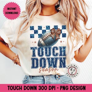 Coqueta de fútbol azul PNG, diseño de camiseta de día de juego de 300 DPI, diseño de fútbol de touchdown, PNG de fútbol con purpurina falsa