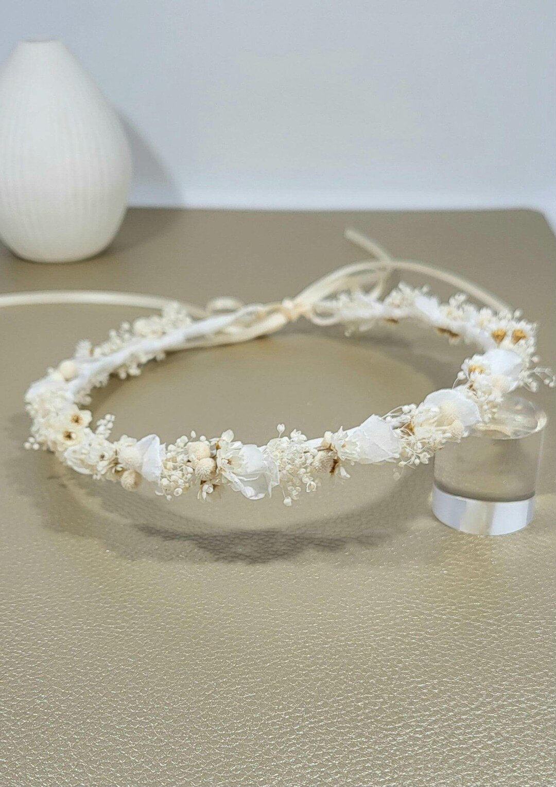 Kommunion Haarkranz Für Mädchen - Zarter Blumenkranz Mit Perlen Adjustierbar