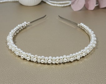 Braut Haarreif Perlen Haarschmuck, Kopfschmuck Braut Tiara, Diadem Braut, Stirnband Braut, Kopfschmuck Hochzeit Tiara Perlen Haarschmuck