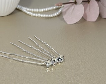 Haarnadeln Braut / Strass Haarnadeln Hochzeit / Haarschmuck für die Braut / 3er Set Haarnadeln /  Kommunion Haarnadeln silber Strass