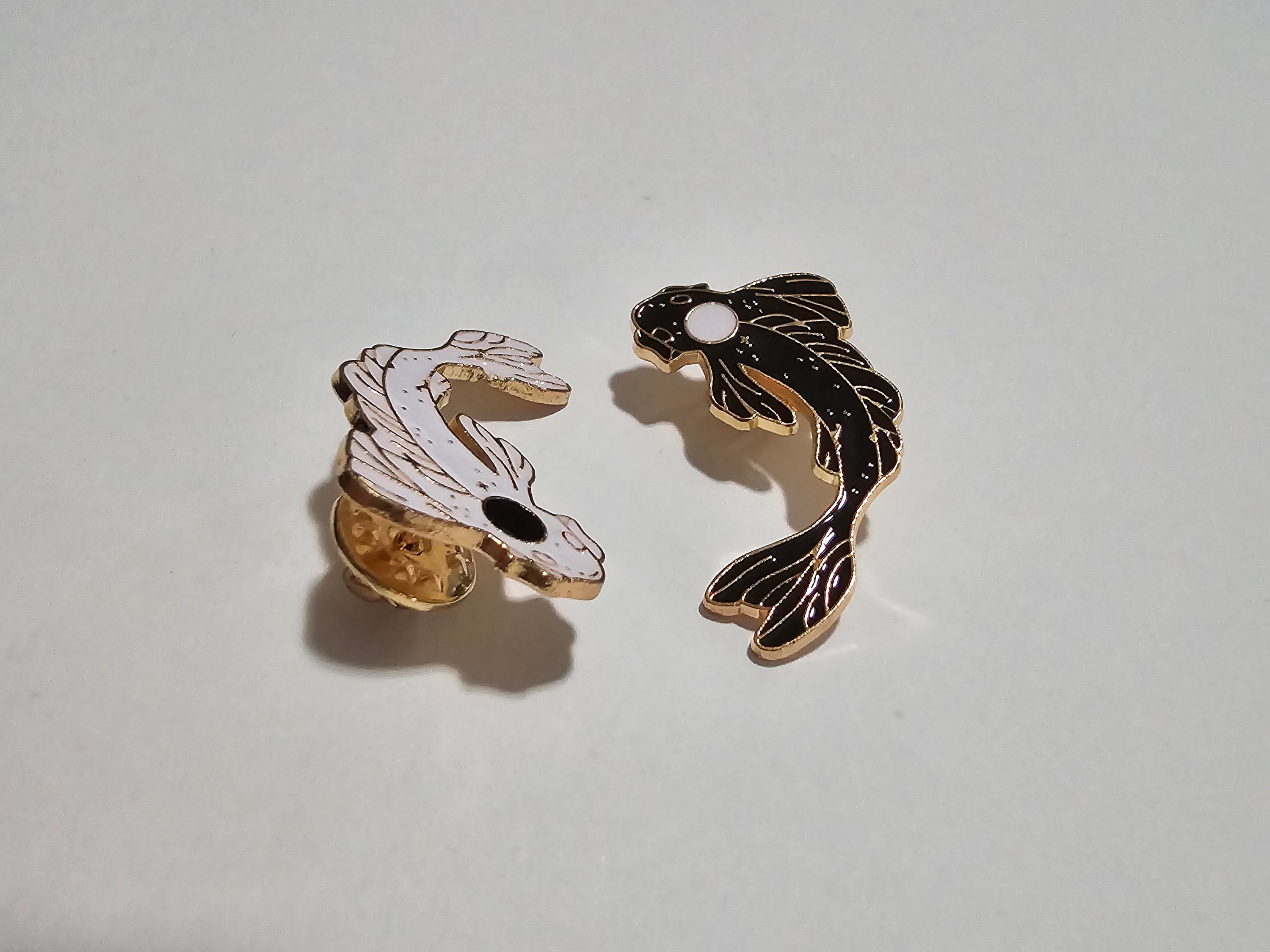 Yin Yang Koi Fish Black and White Enamel Pins - Etsy
