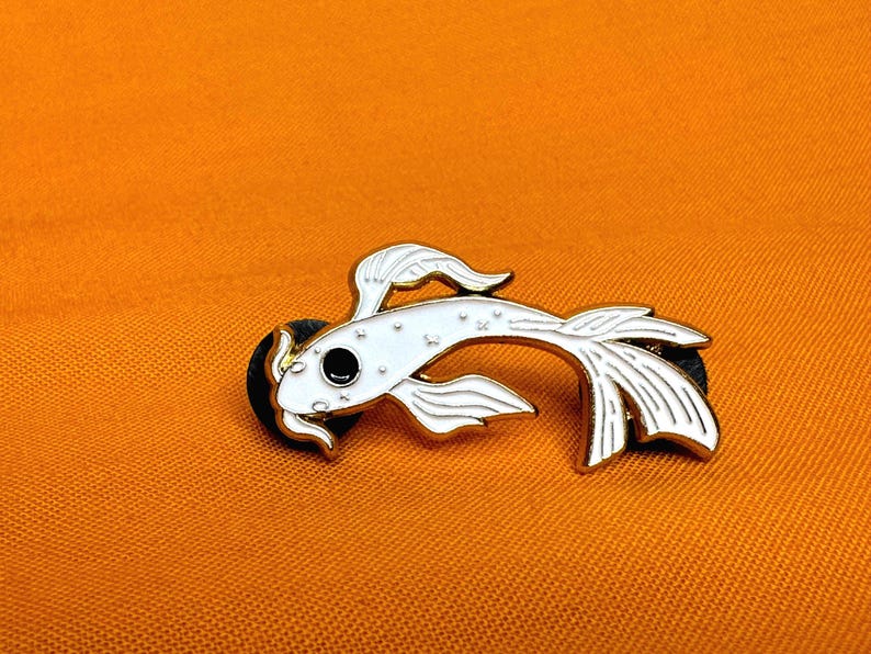 Yin Yang, Moon Fish, Koi Fish, Black and White Enamel Pins With Rubber ...