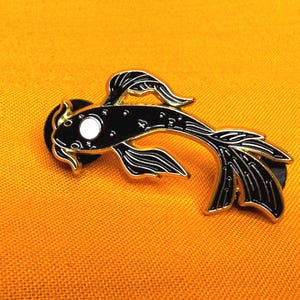 Yin Yang, Moon Fish, Koi Fish, Black and White Enamel Pins With Rubber ...