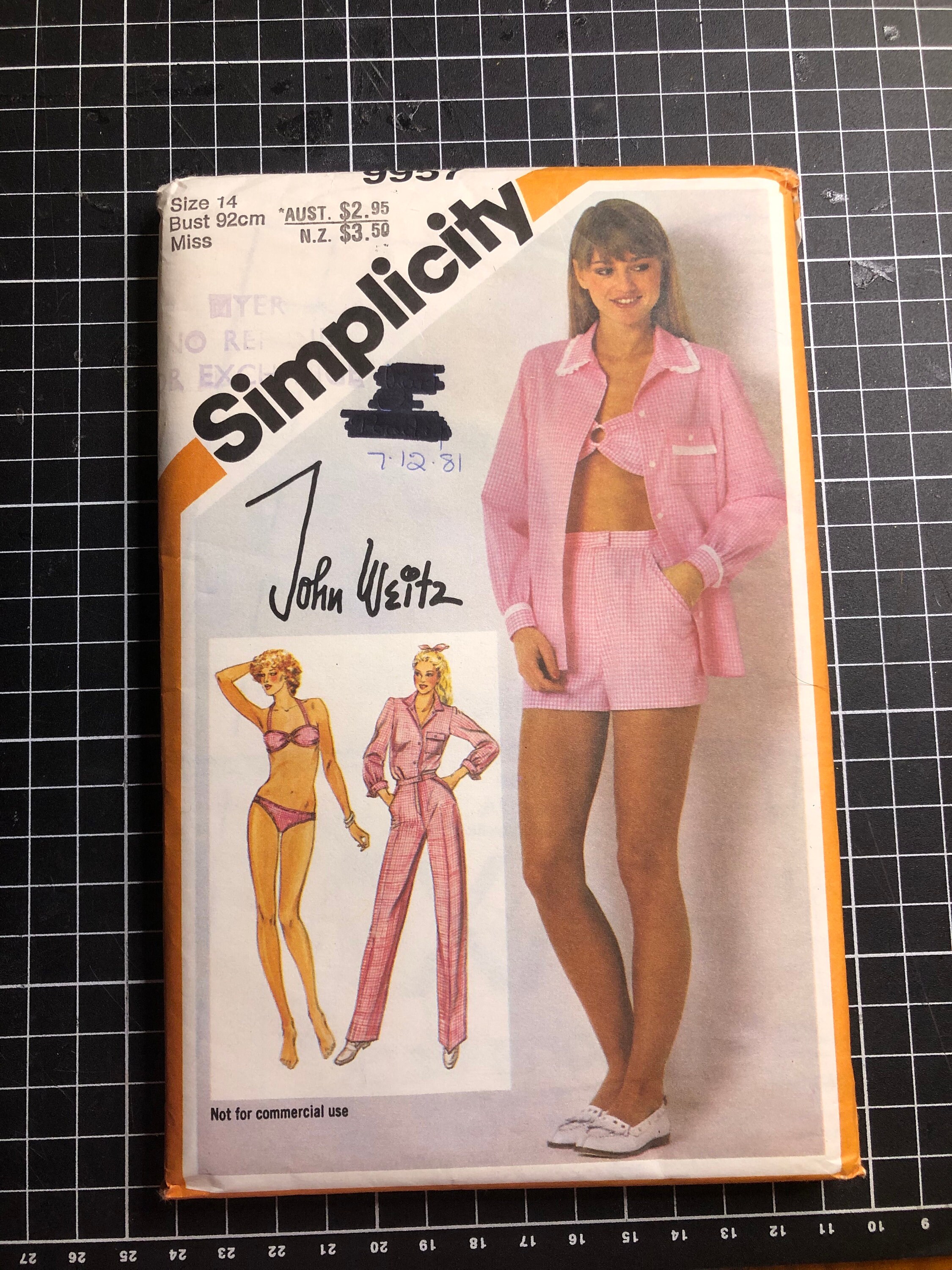Simplicity 9957 John Weitz Shirt, Pants, Shorts and Bikini