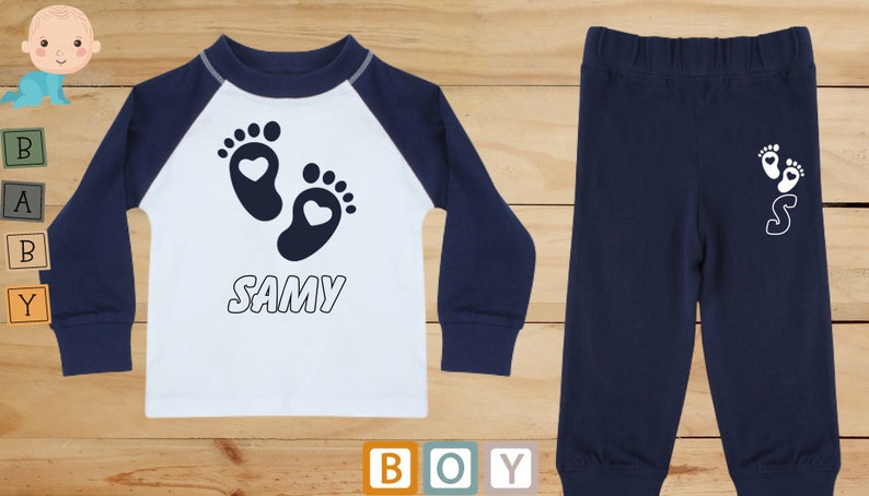 Kinderpyjamas, personalisierte Pyjamas, Kinderkleidung, personalisiertes Pyjama-Set, Weihnachtsgeschenk, personalisiertes Geschenk Bild 2