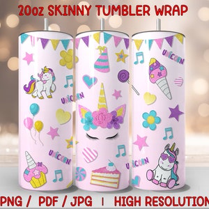 Unicorn Tumbler Wrap, Unicorn Tumbler, Watercolor Tumbler, Watercolor Wrap, Watercolor Sublimation, Sublimation Design, Tumbler Design