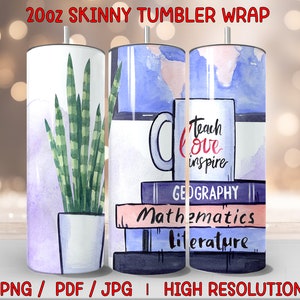Teacher Tumbler Wrap, Teacher Tumbler, Watercolor Tumbler, Watercolor Wrap, Watercolor Sublimation, Sublimation Design, Tumbler Design