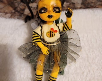 Ooak BJD Bee Baby girl doll, bjd , artist painted bjd bee, art bee doll, art doll