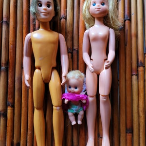 Vintage Sunshine family dollhouse dolls, jointed dollhouse dolls, dollhouse family