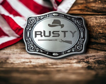 Personalized Western Belt Buckle - Western Belt Buckle - Silver Cowboy Belt Buckle - Name Belt Buckle - Engraved Buckle Free Personalization