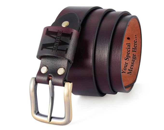 Personalized Handmade Leather Belt, Custom Full Grain Buffalo Leather Belt, Grooms Men Gift,  Gift for Boyfriend, Free Personalization