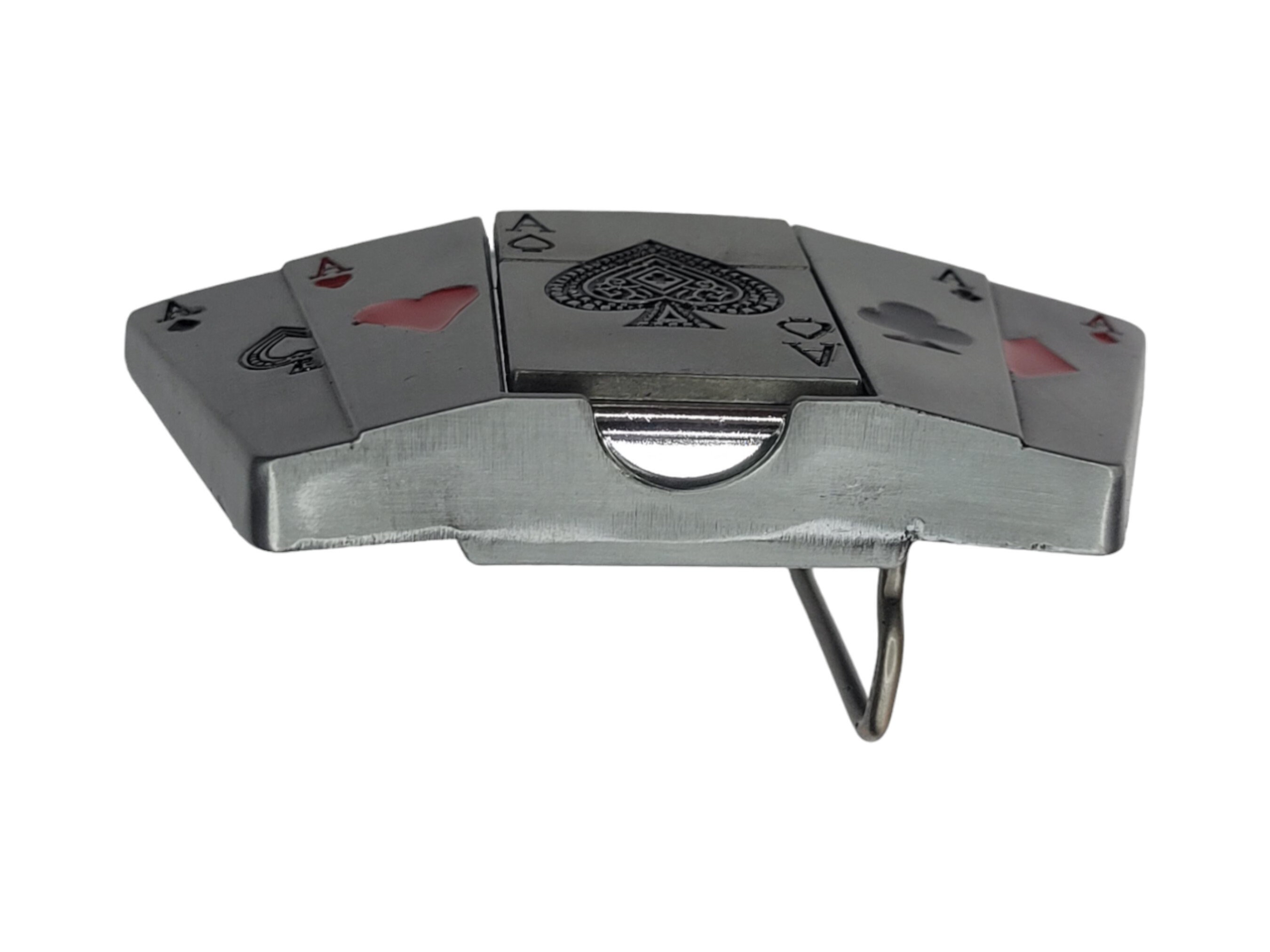 4 Aces Silver Finish Lighter Belt Buckle Silver Metal Lighter Belt