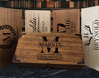 Personalized Groomsmen Wooden Box with Fill for Groomsmen Proposal Cigar Case Groomsmen Gift Best Man Gift Father'sDay Gift Gift Cigar Box