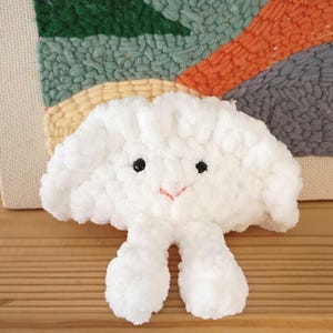 Crocheted Weighted Dumpling Desk Pal Plush with Dangly legs-Gyoza Inspired Home Decor.