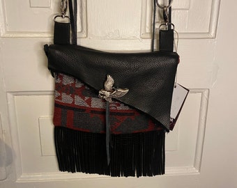 Black Leather/Aztec Tapestry Concert Bag