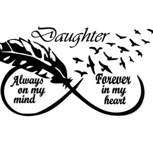 Daughter Memorial Decal: Feather, Birds, Heart