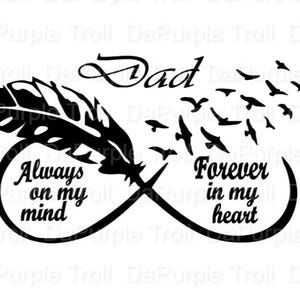 Dad Memorial Decal: Feather, Birds, Infinity Heart