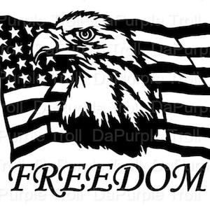 Freedom Flag with Eagle, Freedom, Bold Eagle with Flag, Eagle, American Flag, Car Window Decal, Bumper Sticker, Decal.