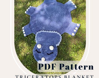 Triceratops Blanket Crochet Pattern, Dino Crochet Pattern, Baby Blanket Crochet Pattern