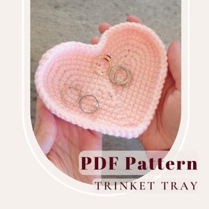 Crochet Heart Tray Pattern – Trinket Dish PDF – Easy Crochet Home Decor DIY