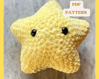 No Sew Crochet Star Pattern – Amigurumi Plush Toy PDF – Kawaii Soft Star DIY Gift