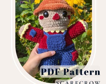 Scarecrow Amigurumi Crochet Pattern – Fall Decor PDF Pattern – Halloween Crochet Doll – DIY Autumn Plush Toy