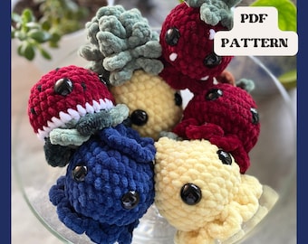 Crochet Fruit Octopus Pattern – Amigurumi Set PDF – Cute Food Crochet Pattern