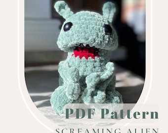Poppable Screaming Alien Crochet Pattern – Funny Amigurumi Alien Toy PDF – Easy Alien Crochet Pattern for Beginners