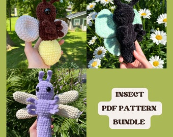Insect Amigurumi Pattern Bundle, Firefly Crochet Pattern, Butterfly Crochet Pattern, Dragonfly Crochet Pattern, Insect Crochet Pattern