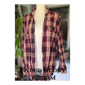 Vintage Red Flannel Shirt Collection Faded Glory –M