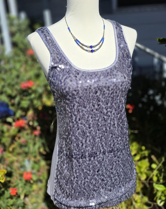 Silver Sequin Top — Express X-Small - image 2