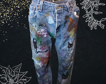 Custom Hand-Painted Levi's 501 Jeans – Emily Tribute One of a kind