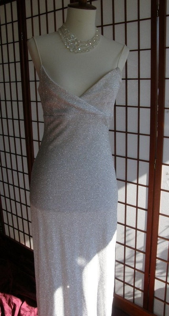 Vintage Shimmery Silver Evening Gown