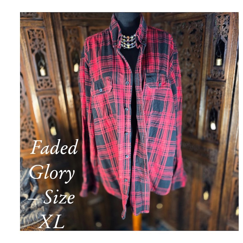Vintage Red Flannel Shirt Collection Faded Glory – XL
