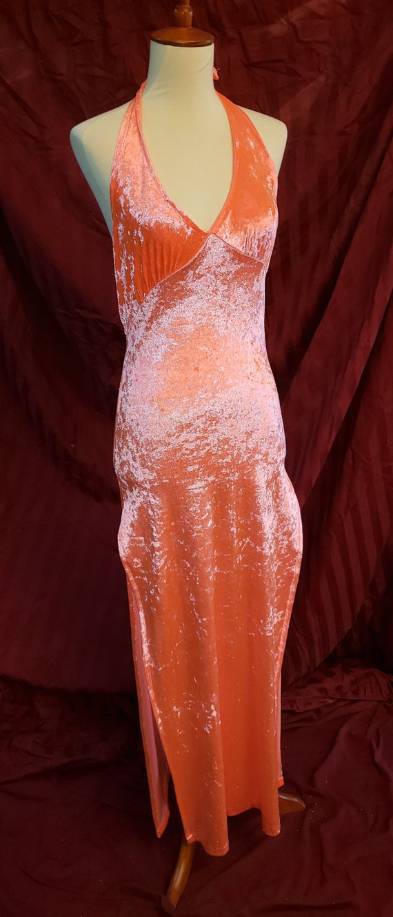 Peach Velvet Bodycon Dress