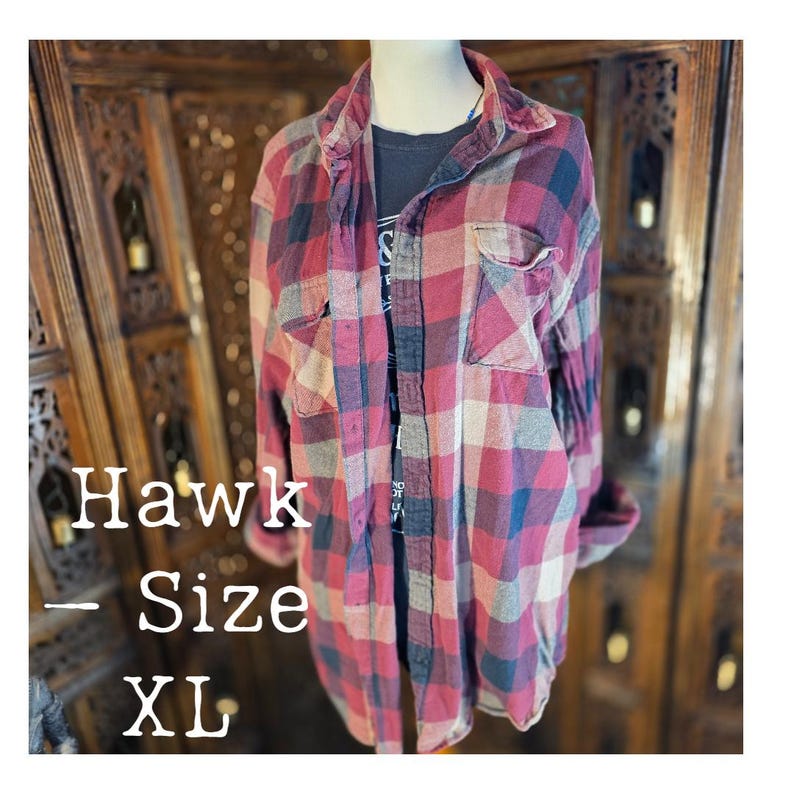 Vintage Red Flannel Shirt Collection Hawk –XL