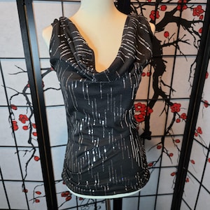Black Sleeveless Top with Silver Sequins – Size Small, Mint Condition