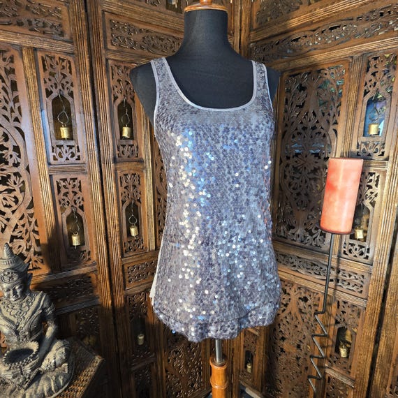 Silver Sequin Top — Express X-Small - image 9